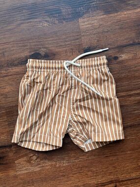 Olive and scout Striped Tan & White Drawstring swimsuit